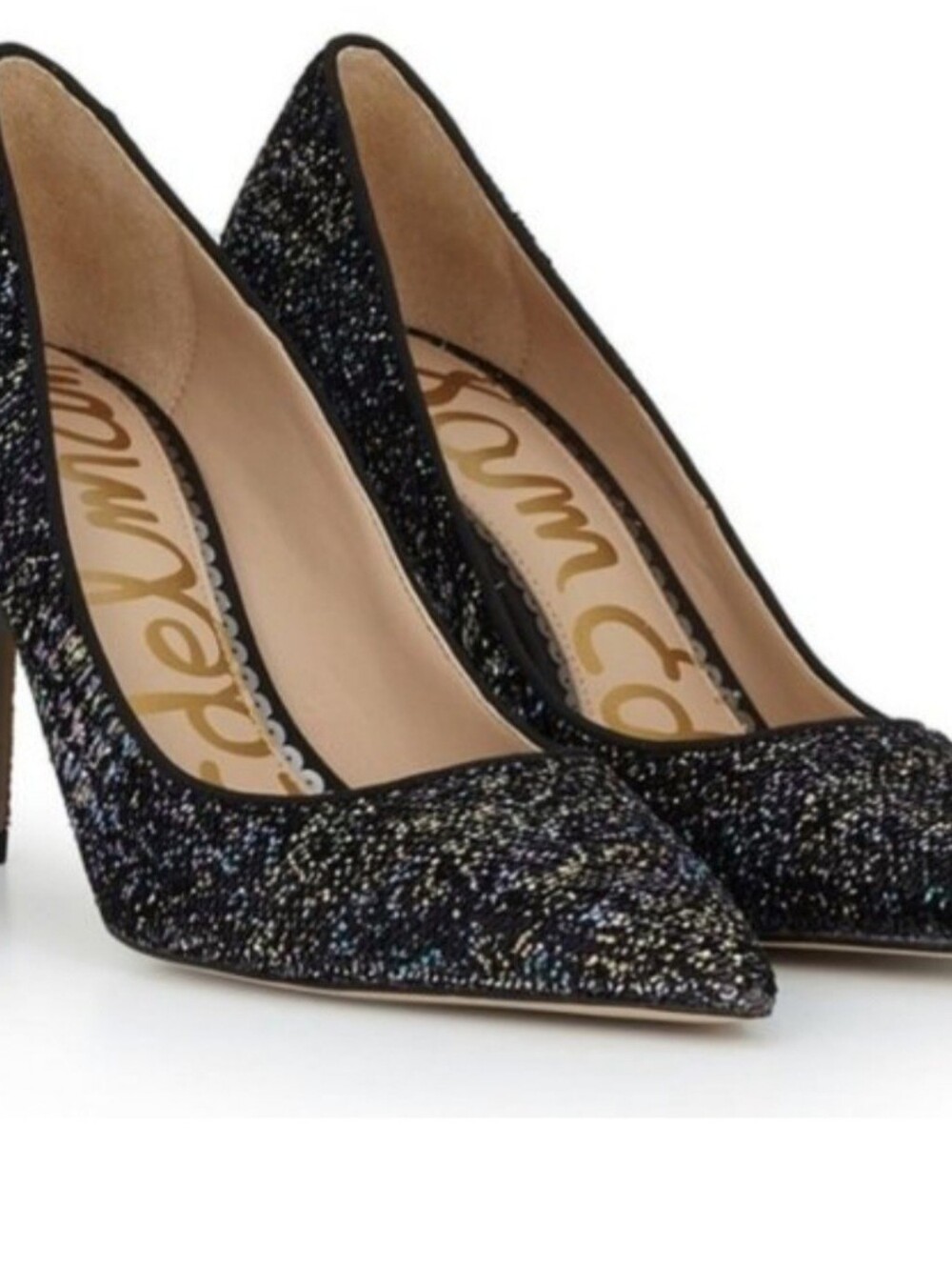 Sam Edelman Margi Black Iridesvent Glitter Pointed Toe Pumps Size 6